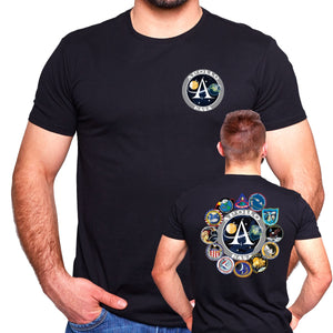 NASA Apollo Mission Logos Double Sided Adult T-Shirt