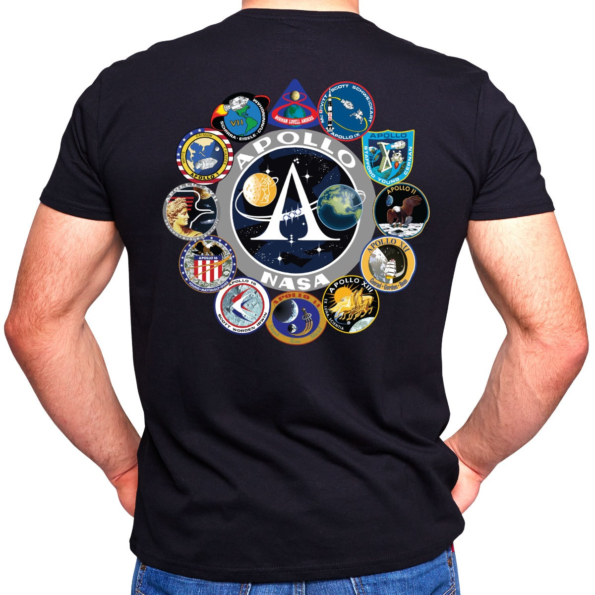 NASA Apollo Mission Logos Double Sided Adult T-Shirt