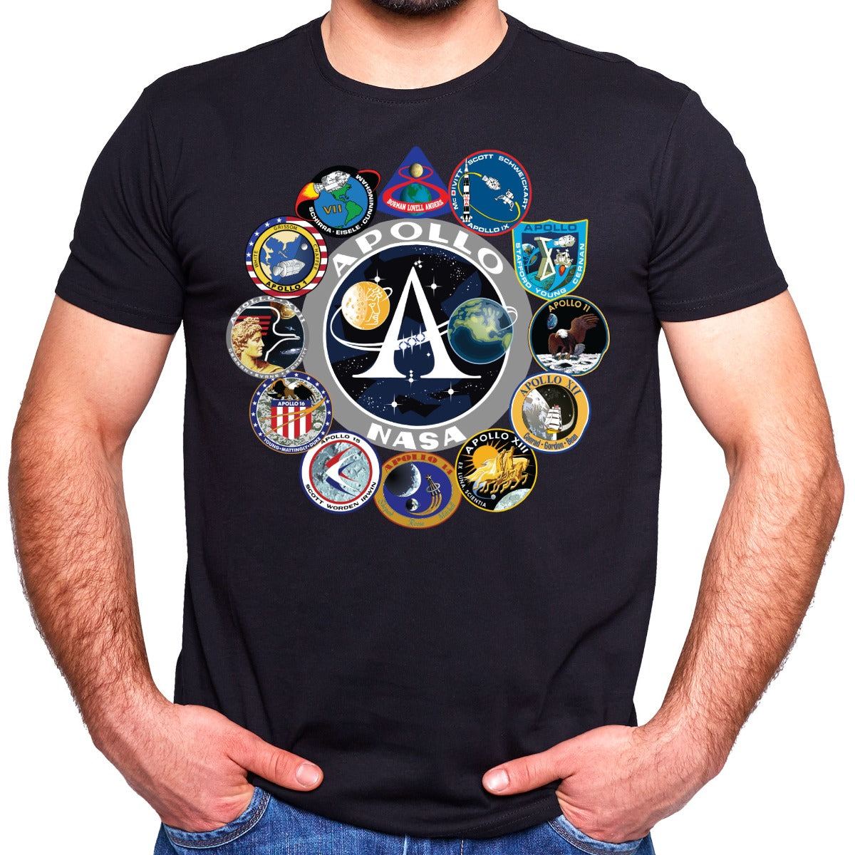 NASA Apollo Mission Logos Adult T-Shirt