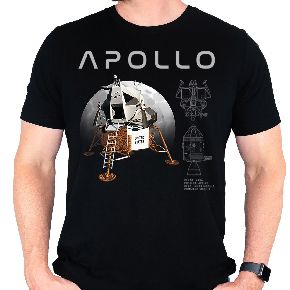 Nasa Apollo Lunar Module and Lander Design T-Shirt