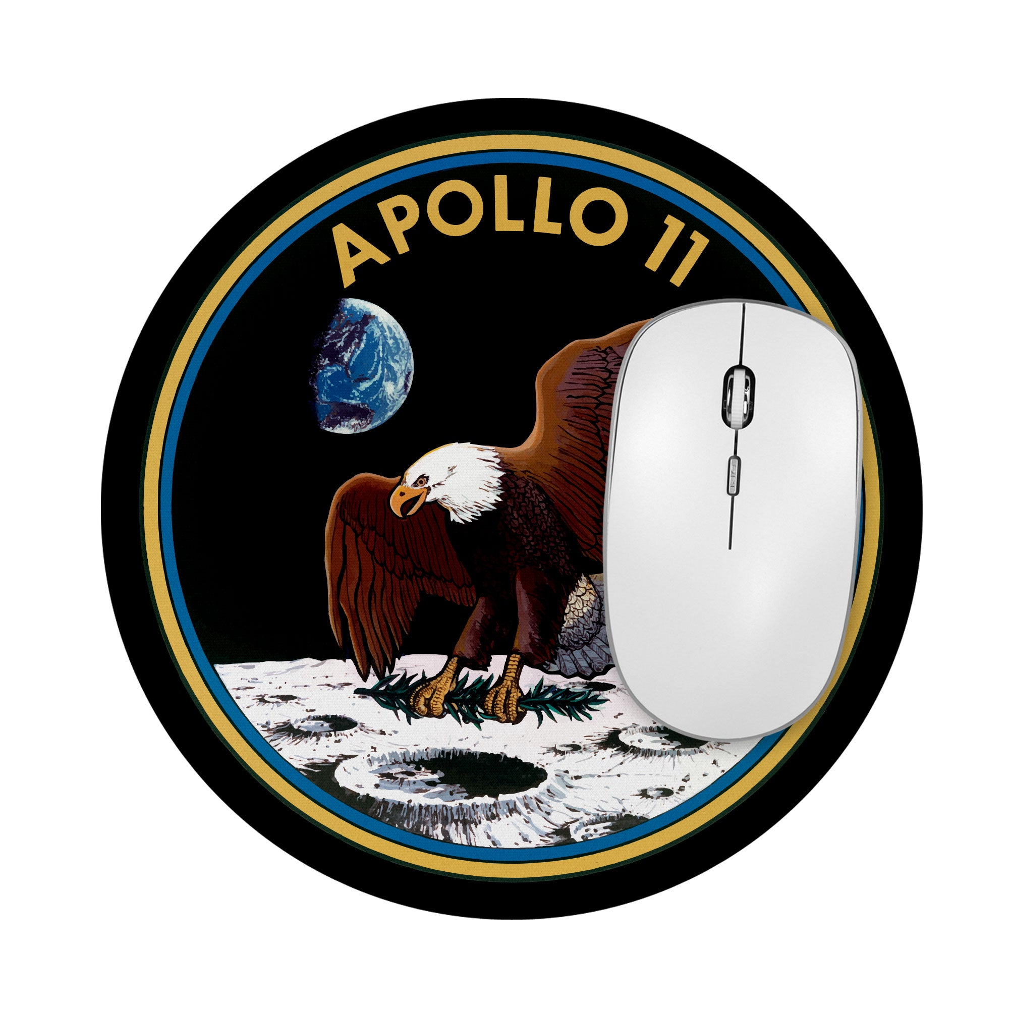 Nasa Apollo 11 Patch 8 Inch Round Mousepad 1/8 Thick