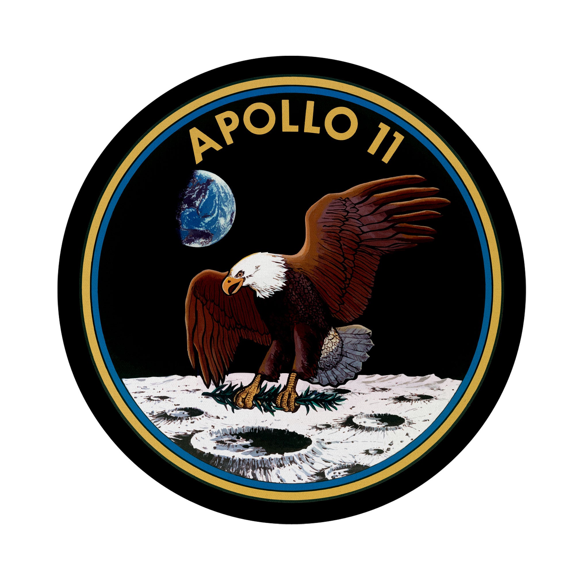 Nasa Apollo 11 Patch 8 Inch Round Mousepad 1/8 Thick