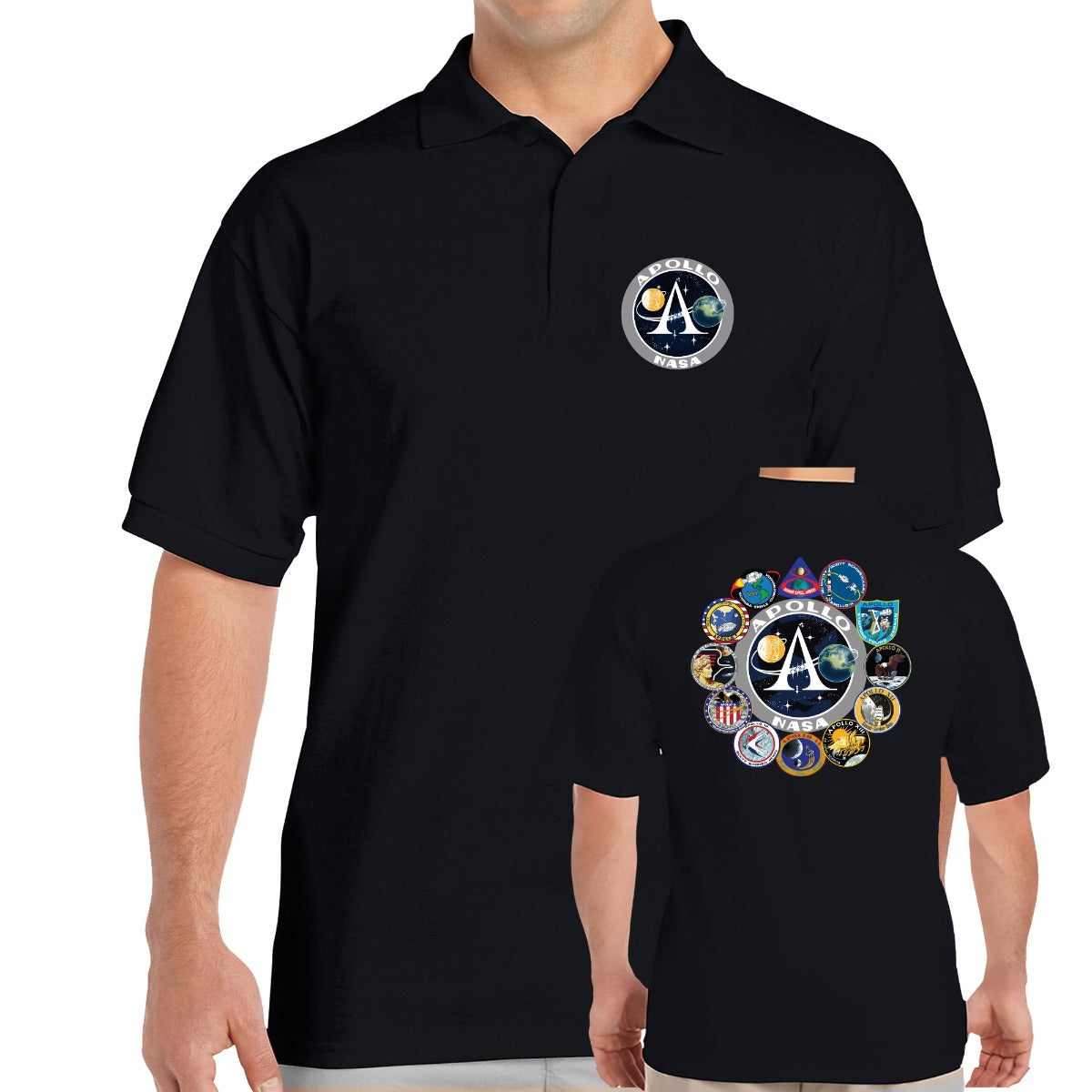 NASA Apollo Mission Logos Double Sided Polo