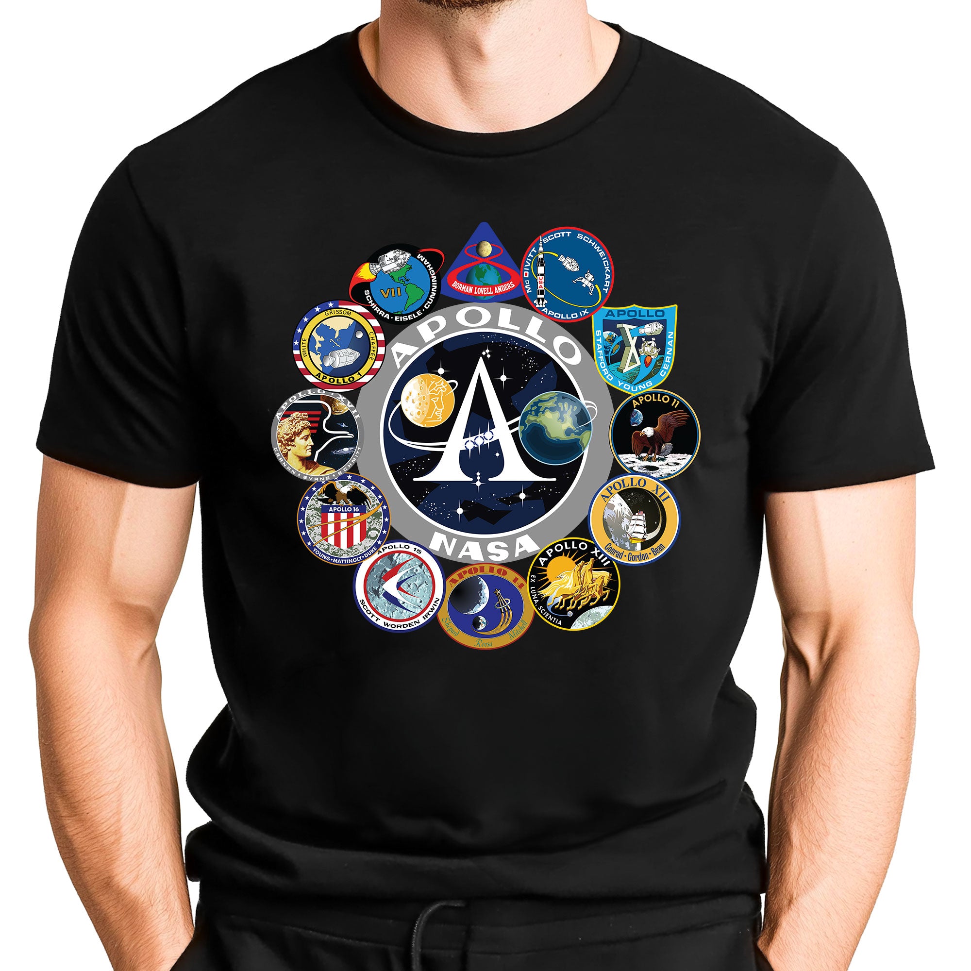 NASA Apollo Mission Logos Adult T-Shirt