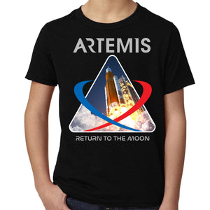 NASA Artemis 1 Launch Youth Black Shirt
