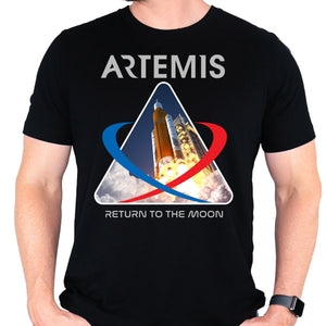 NASA Artemis 1 Launch Adult Black Shirt