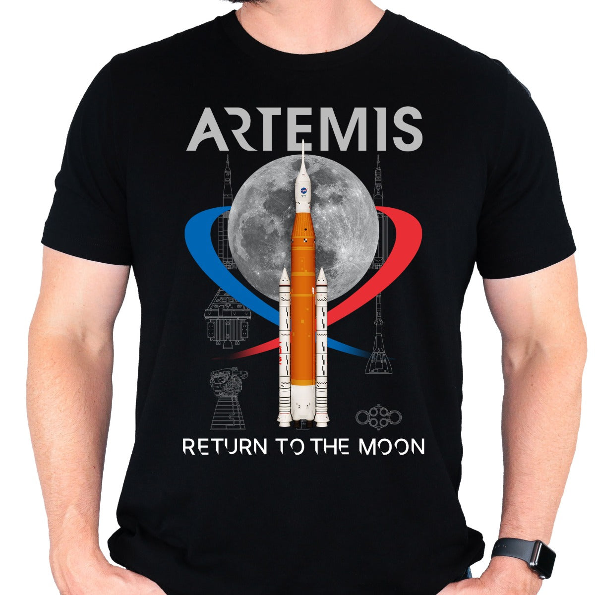 NASA Artemis Return To The Moon Schematic Adult Shirt