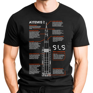 Artemis 2 Rocket Blueprint Schematic Adult T-Shirt