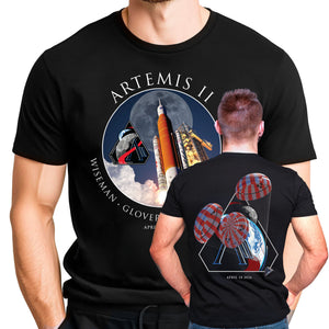 Artemis 2 Rocket Launch and Return With Dates Adult T-Shirt
