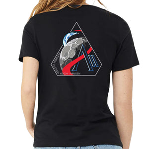 NASA Artemis 2 Bella Canvas Women's Relaxed Double Sided V-Neck Black Shirt