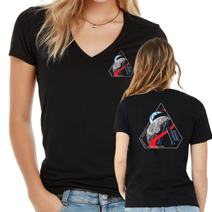 NASA Artemis 2 Bella Canvas Women's Relaxed Double Sided V-Neck Black Shirt