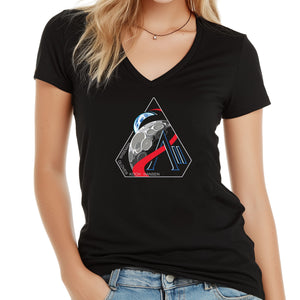 NASA Artemis 2 Bella Canvas Women's Relaxed V-Neck Black Shirt