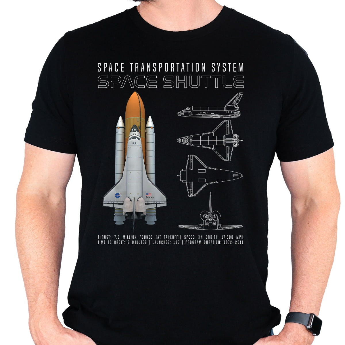 NASA Space Shuttle Schematic T-Shirt