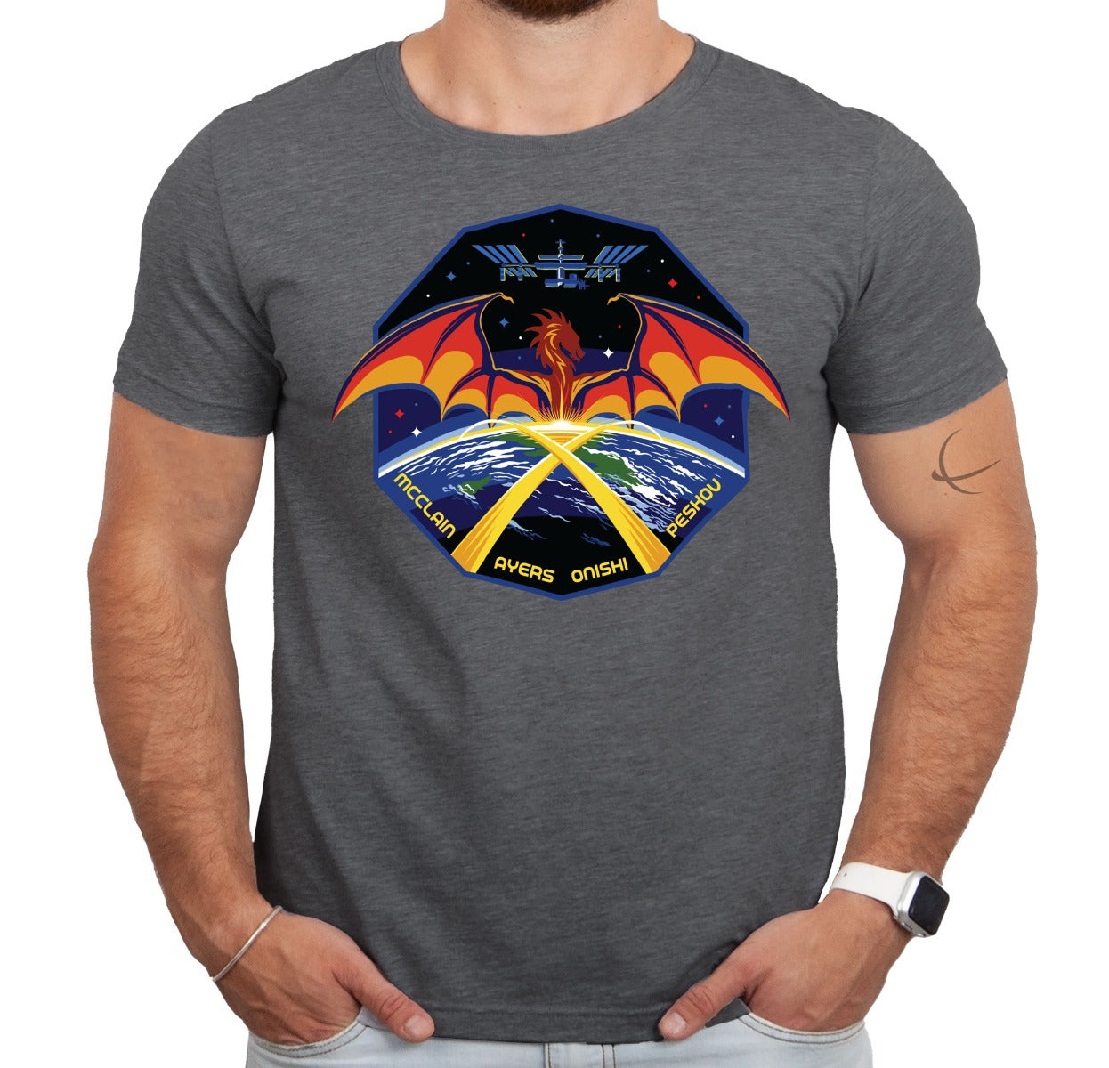 Crew-10 Mission Logo Dark Heather Adult T-Shirt