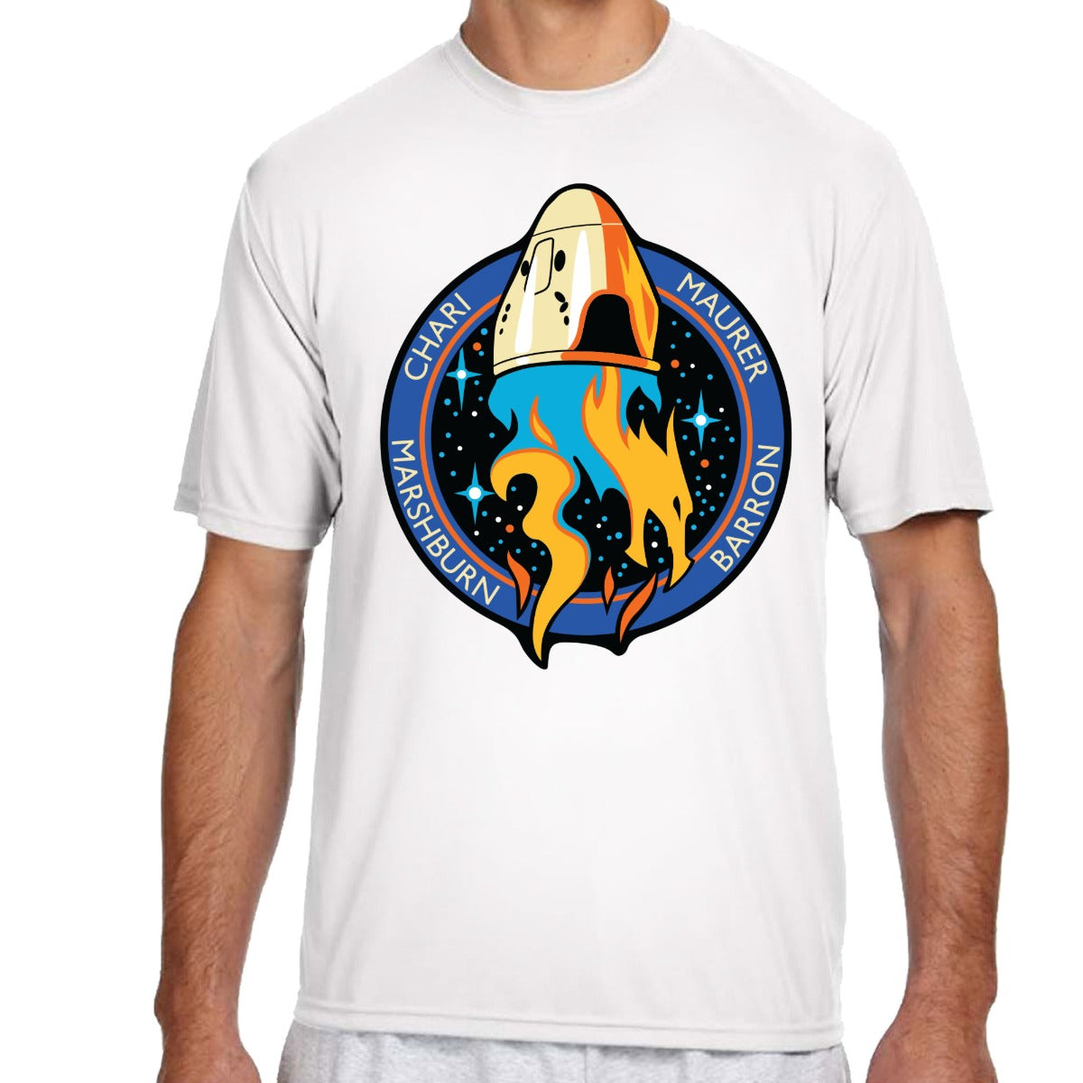 Crew-3 Mission Logo White Polyester Adult T-Shirt