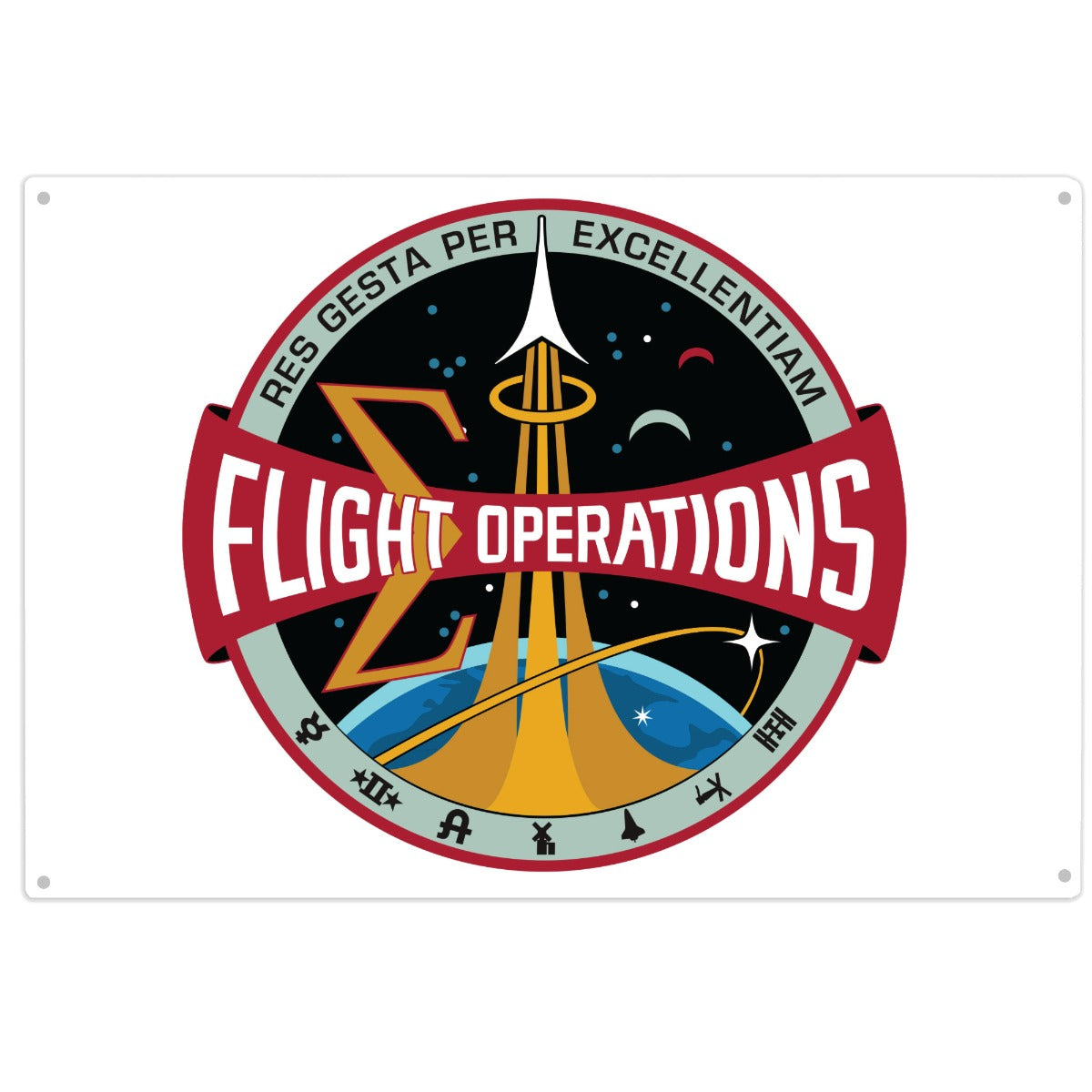 NASA Flight Operations - Current Era 5 x 7 White Aluminum Sign