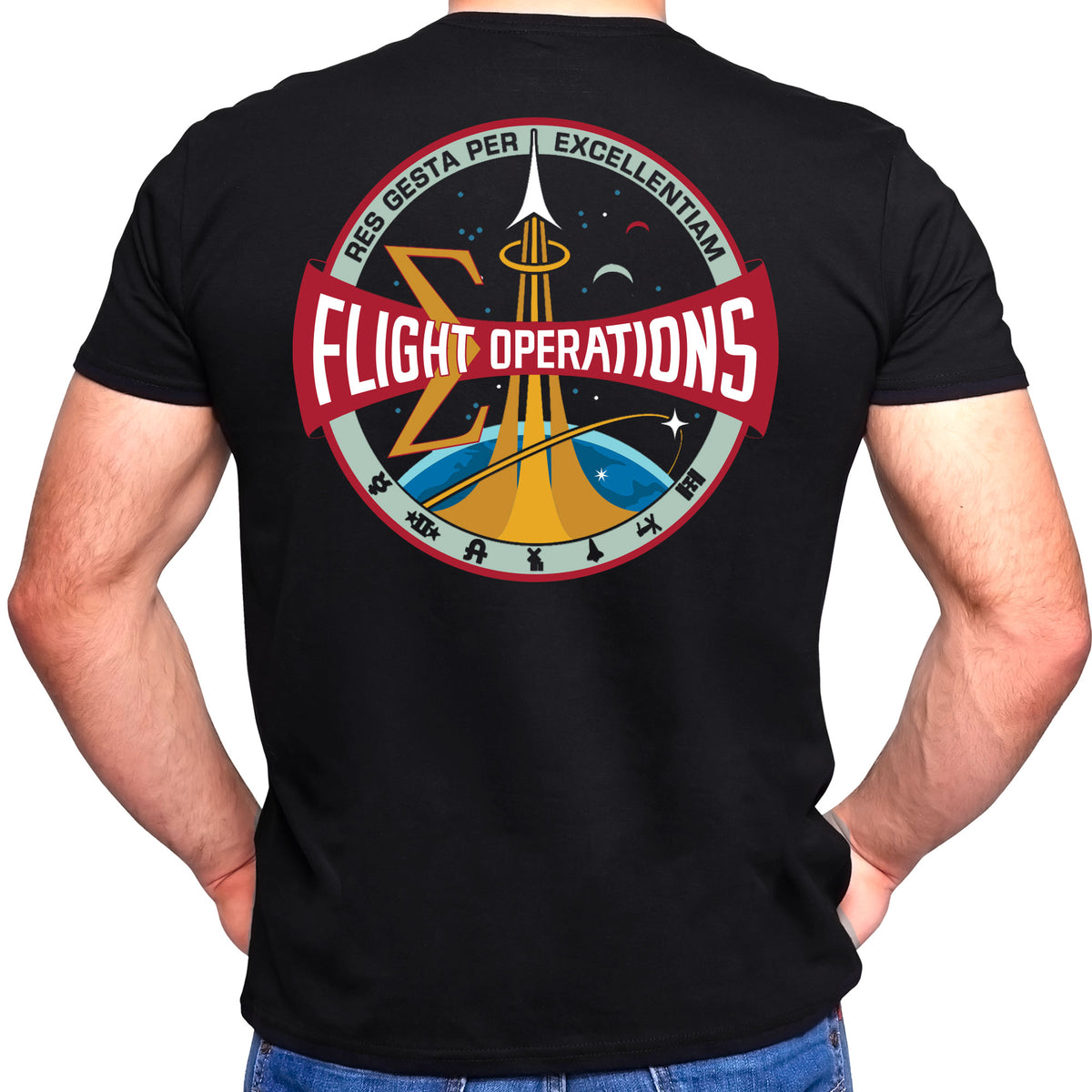 NASA Flight Operations Logo Current Era Double Sided T-Shirt