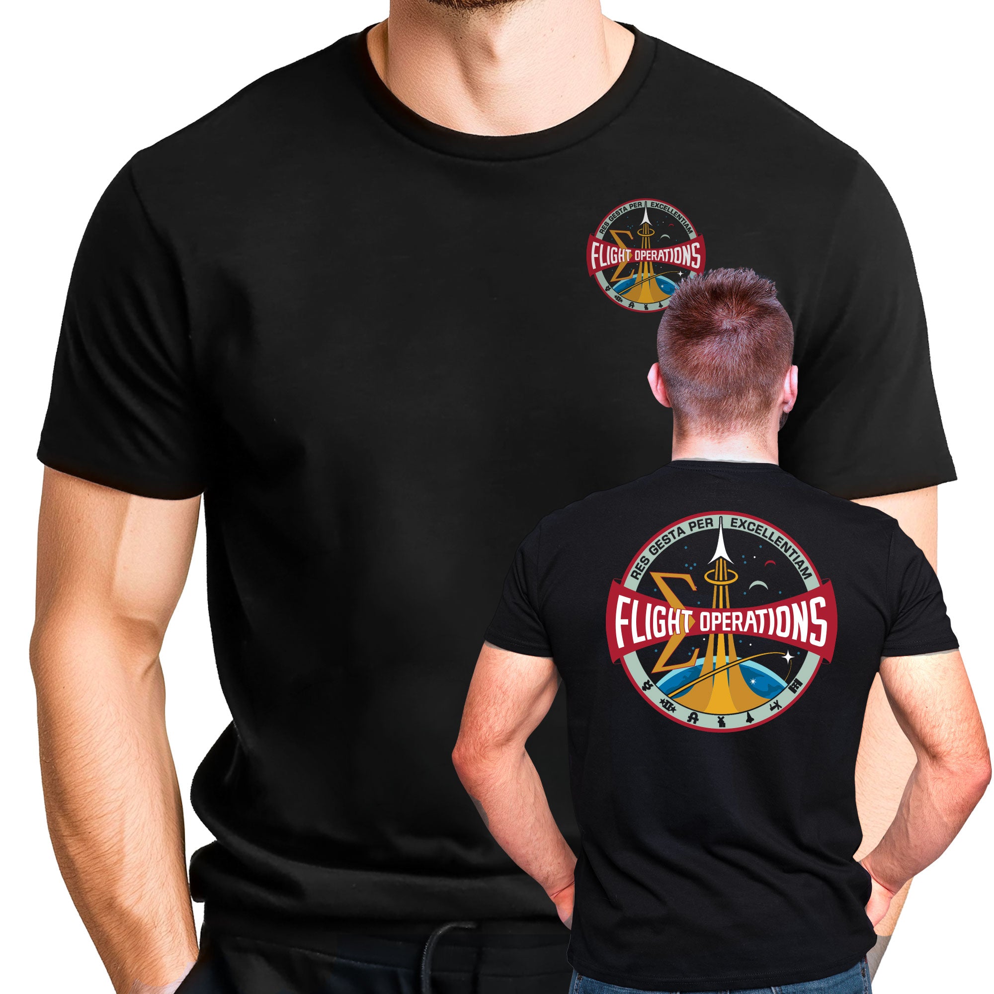 NASA Flight Operations Logo Current Era Double Sided T-Shirt