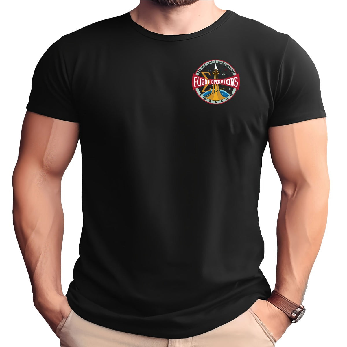 NASA Flight Operations Logo Current Era Double Sided T-Shirt