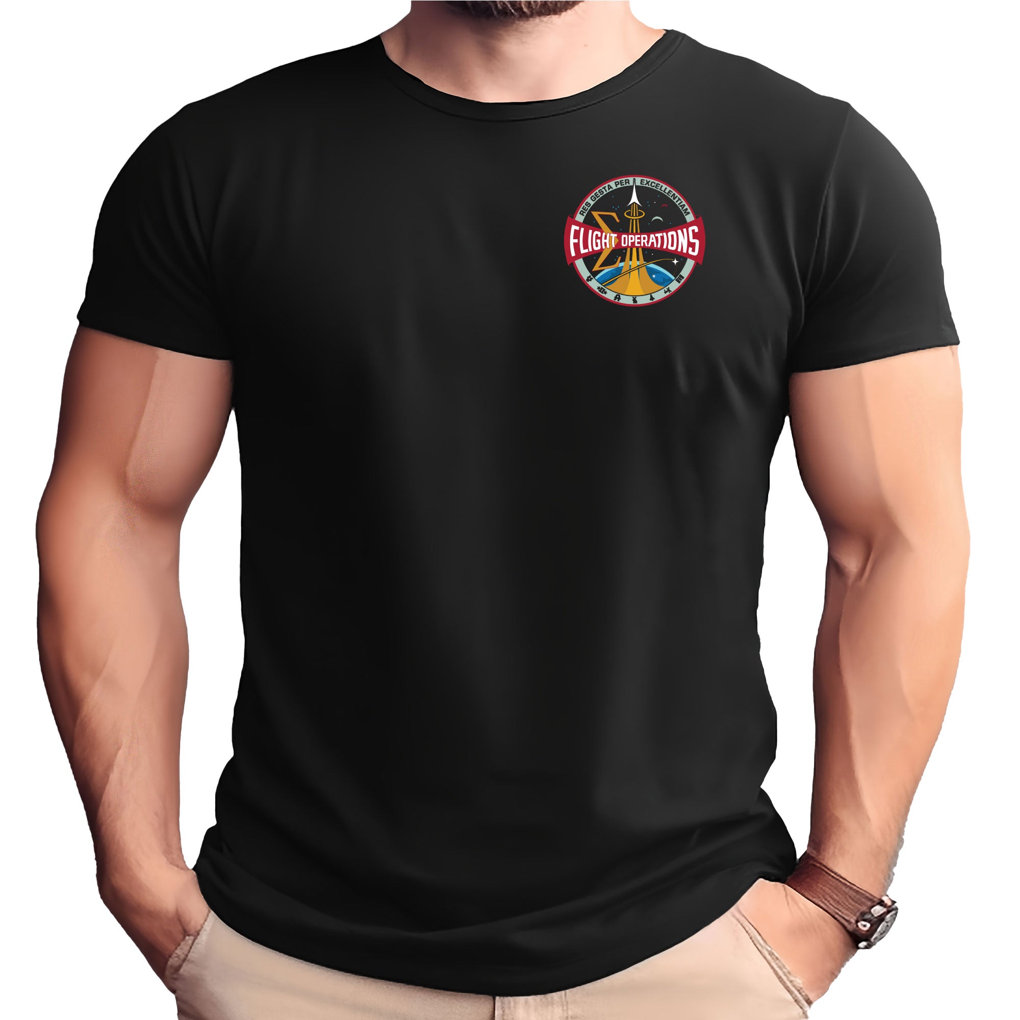 NASA Flight Operations Logo Current Era Double Sided T-Shirt