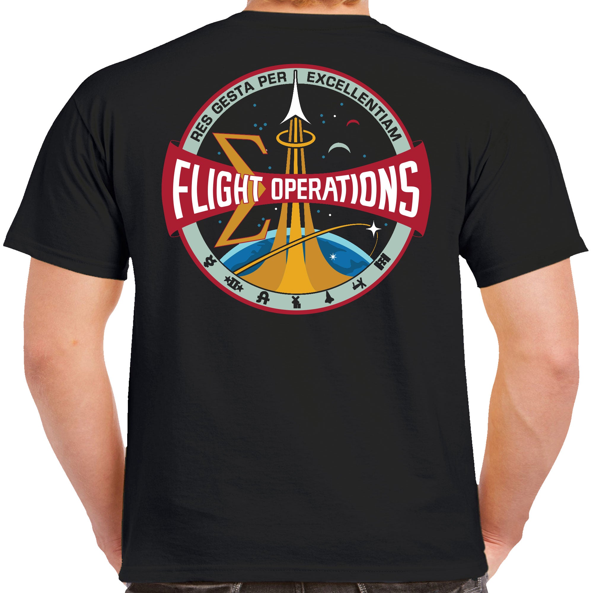 NASA Flight Operations Logo Current Era Double Sided T-Shirt