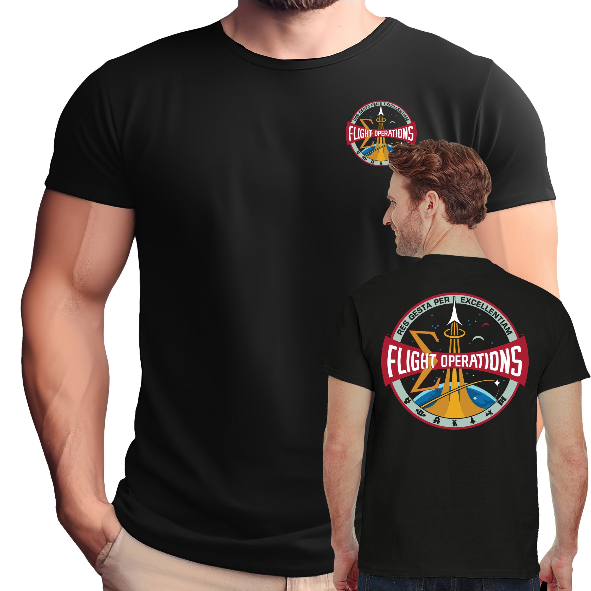 NASA Flight Operations Logo Current Era Double Sided T-Shirt