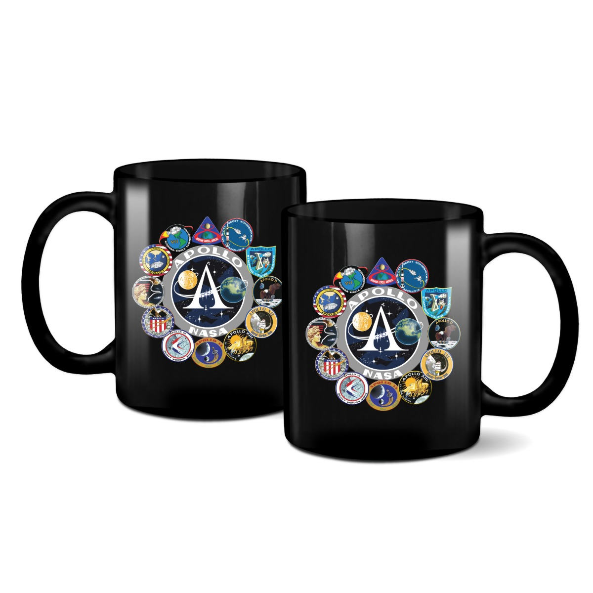 NASA Apollo Program Mission Logos 11oz Black UVDTF Mug