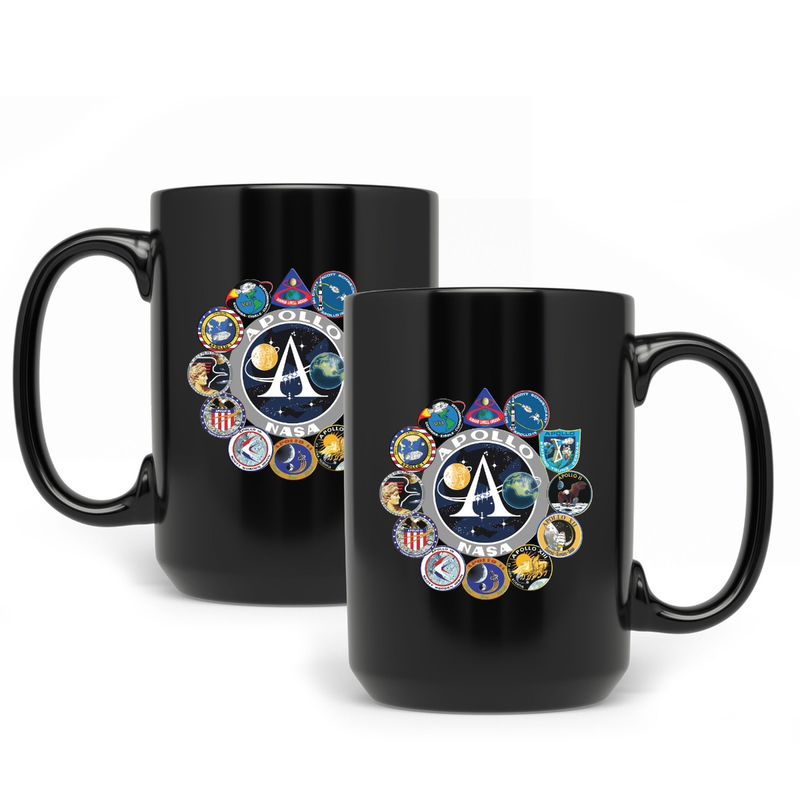 NASA Apollo Program Mission Logos 15oz Black UVDTF Mug