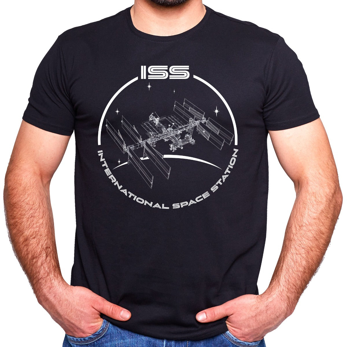 International Space Station Wireframe Adult Shirt