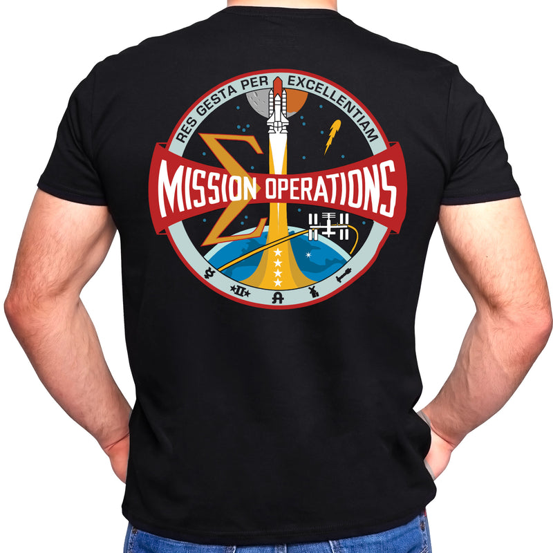 NASA Mission Operations Logo Shuttle Era Double Sided T-Shirt