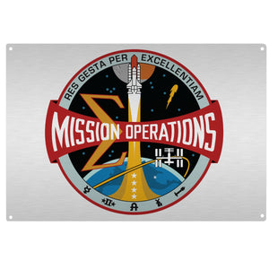 NASA Mission Operations - Shuttle Era 5 x 7 Silver Aluminum Sign