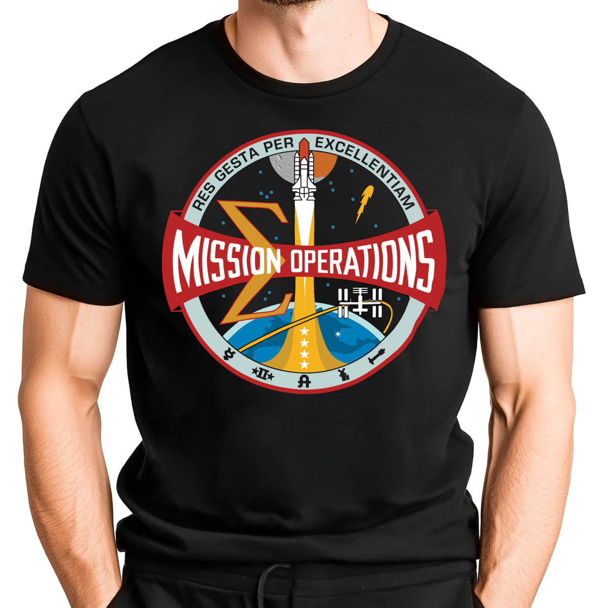 NASA Mission Operations Logo Shuttle Era T-Shirt