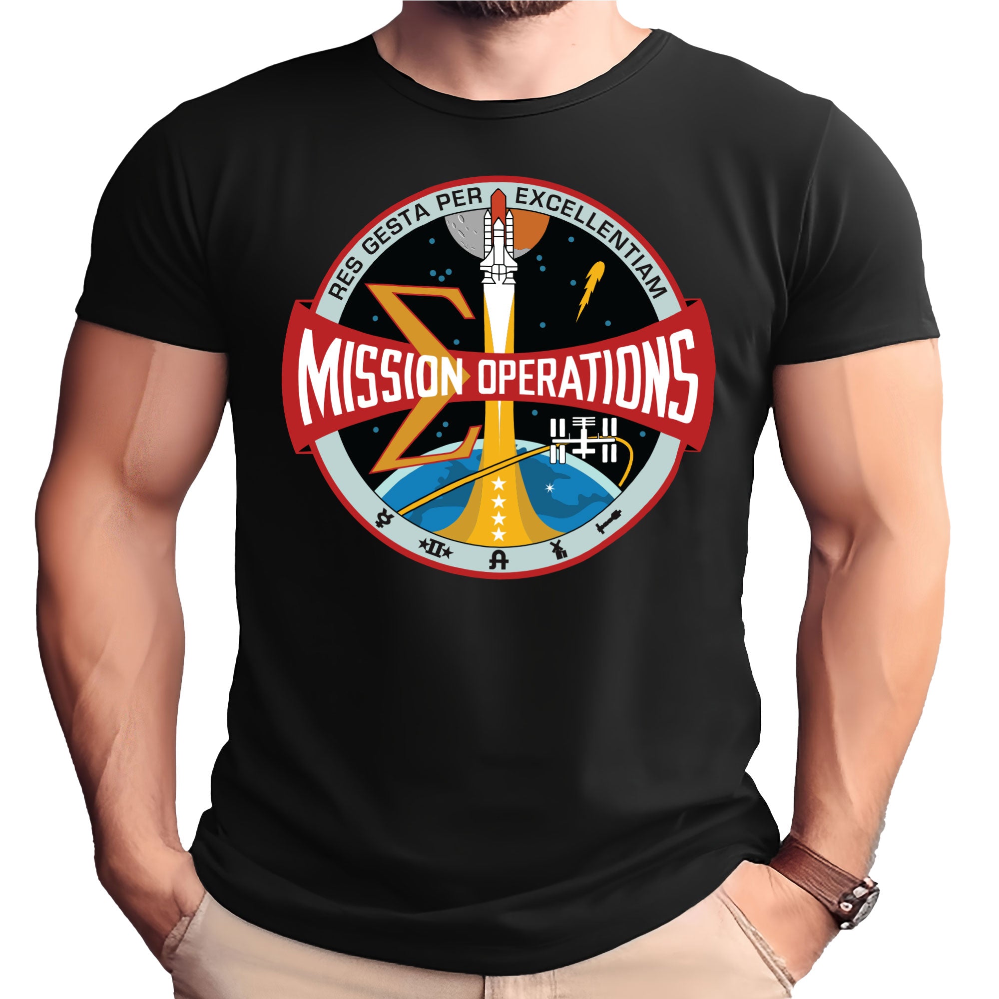 NASA Mission Operations Logo Shuttle Era T-Shirt