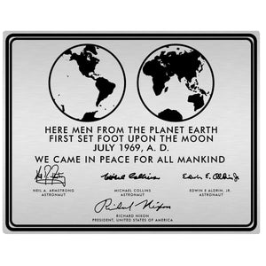NASA Moon Landing Plaque Replica Aluminum Print
