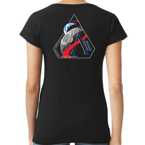 NASA Artemis 2 Mission Logo Semi Fitted Women's Double Sided V-Neck Shirt