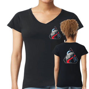 NASA Artemis 2 Mission Logo Semi Fitted Women's Double Sided V-Neck Shirt