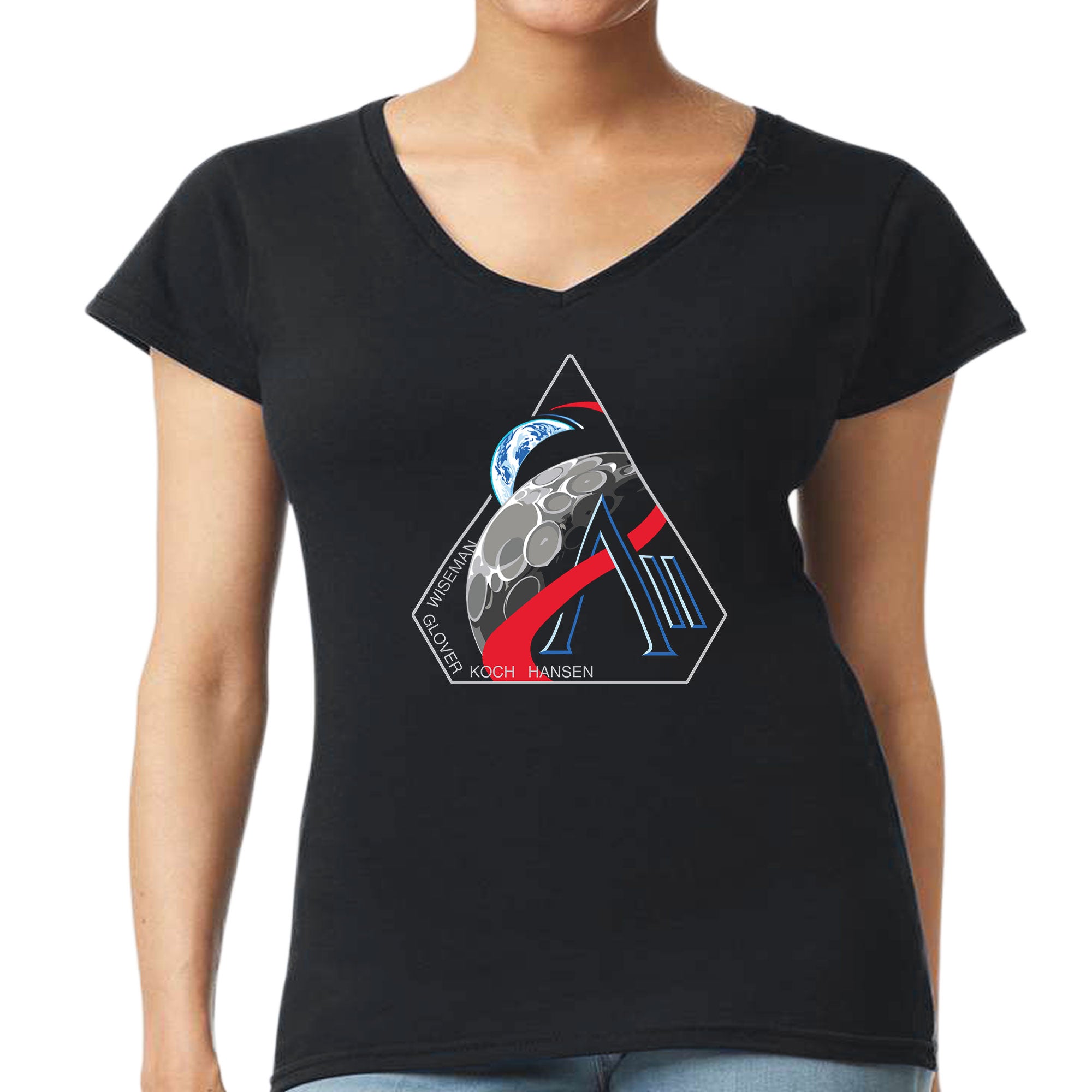 NASA Artemis 2 Mission Logo  Semi Fitted Women's V-Neck Shirt