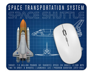 NASA Shuttle Atlantis Blueprint Mouse Pad 1/8 Thick