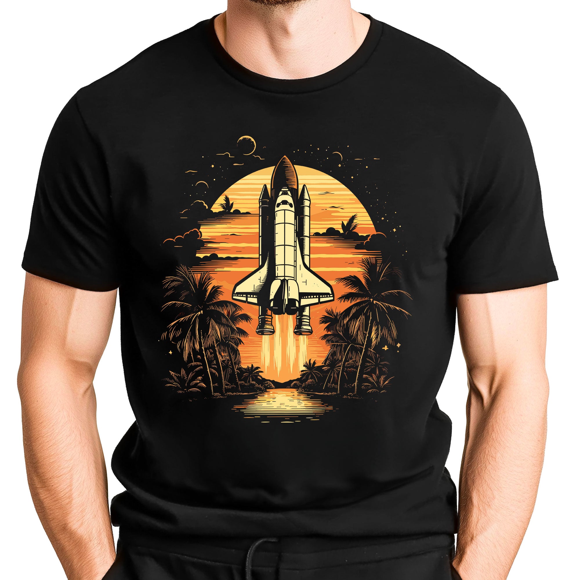 NASA Space Shuttle Tropical Blast Off Adult Shirt