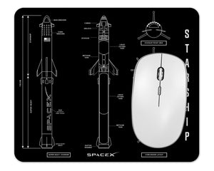 Starship Blueprint Black Mousepad 1/8 Thick