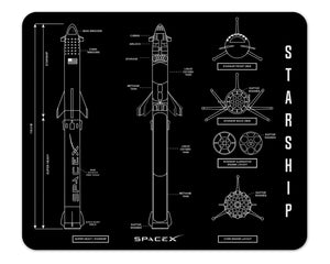 Starship Blueprint Black Mousepad 1/8 Thick