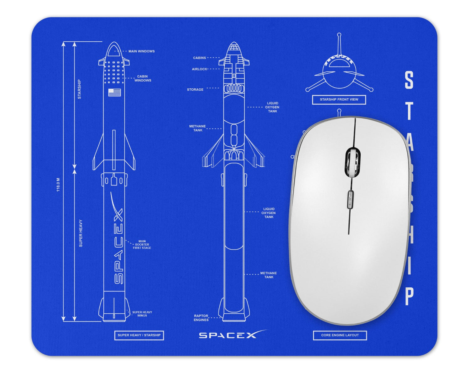 Starship Blueprint Mousepad 1/4 Thick