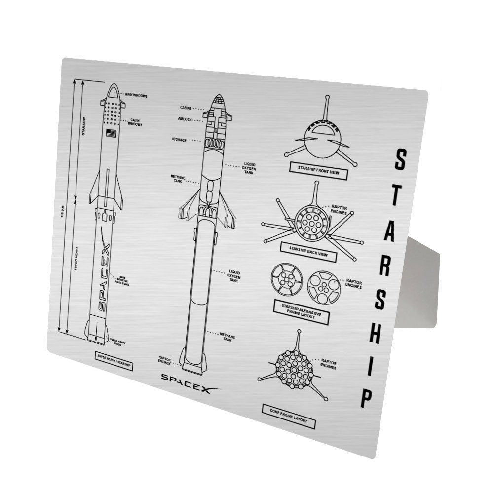 Starship Blueprint Aluminum Print