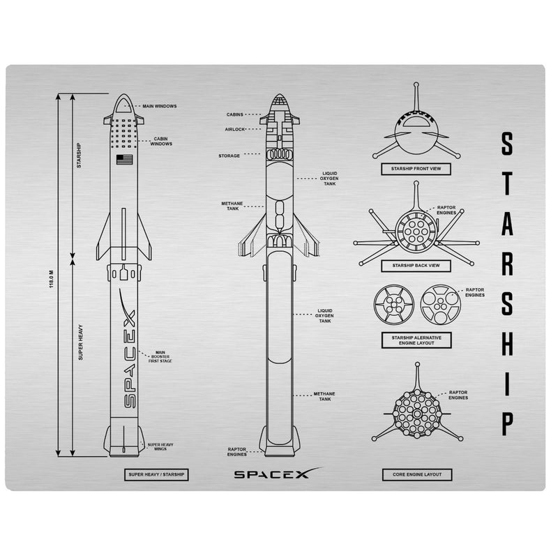Starship Blueprint Aluminum Print