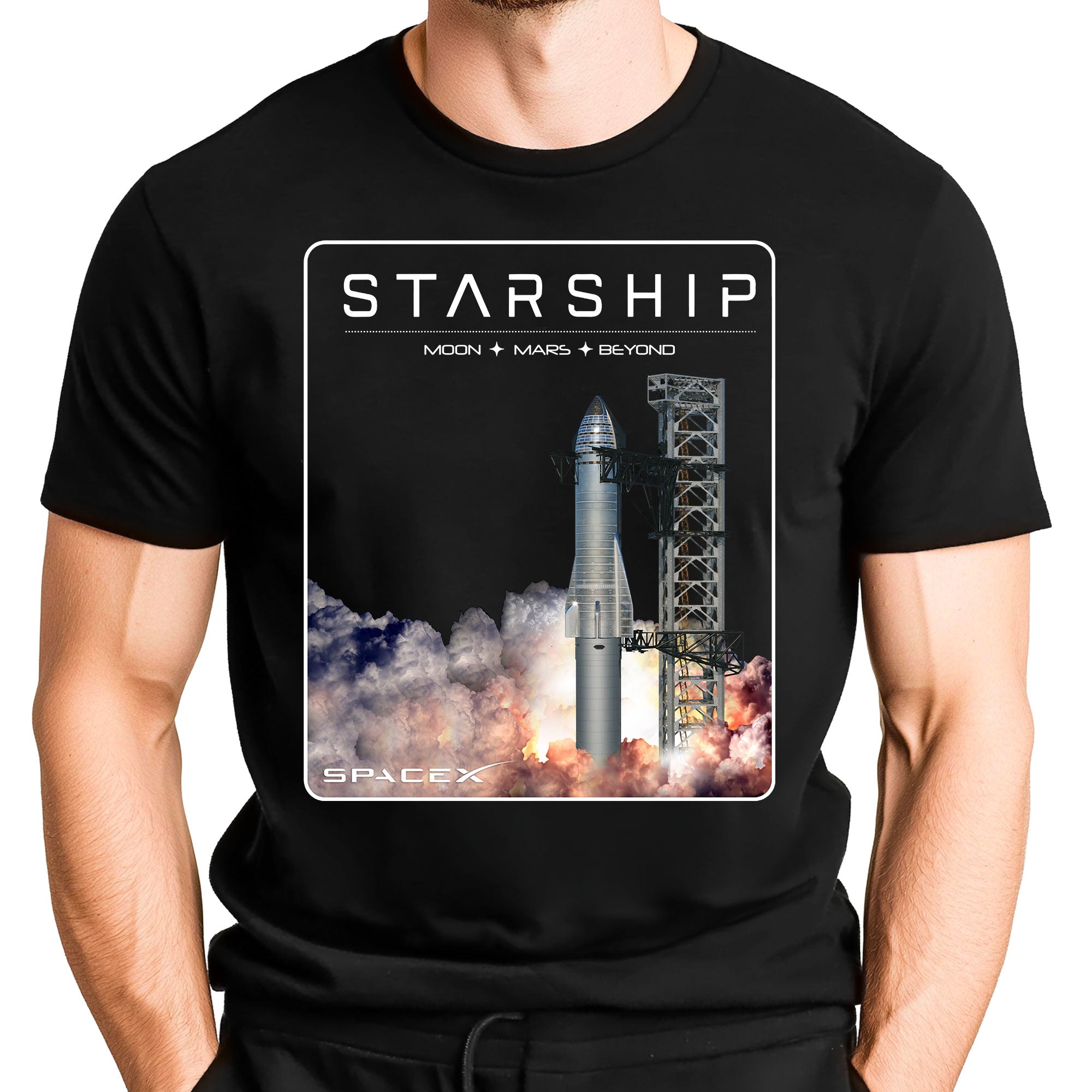 SpaceX Starship Launch Black Adult Shirt